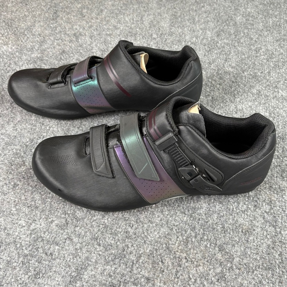 Santic Cycling Shoes Men 45EU 10.5 US SPD-Compatible Black Iridescent Strap Clip
